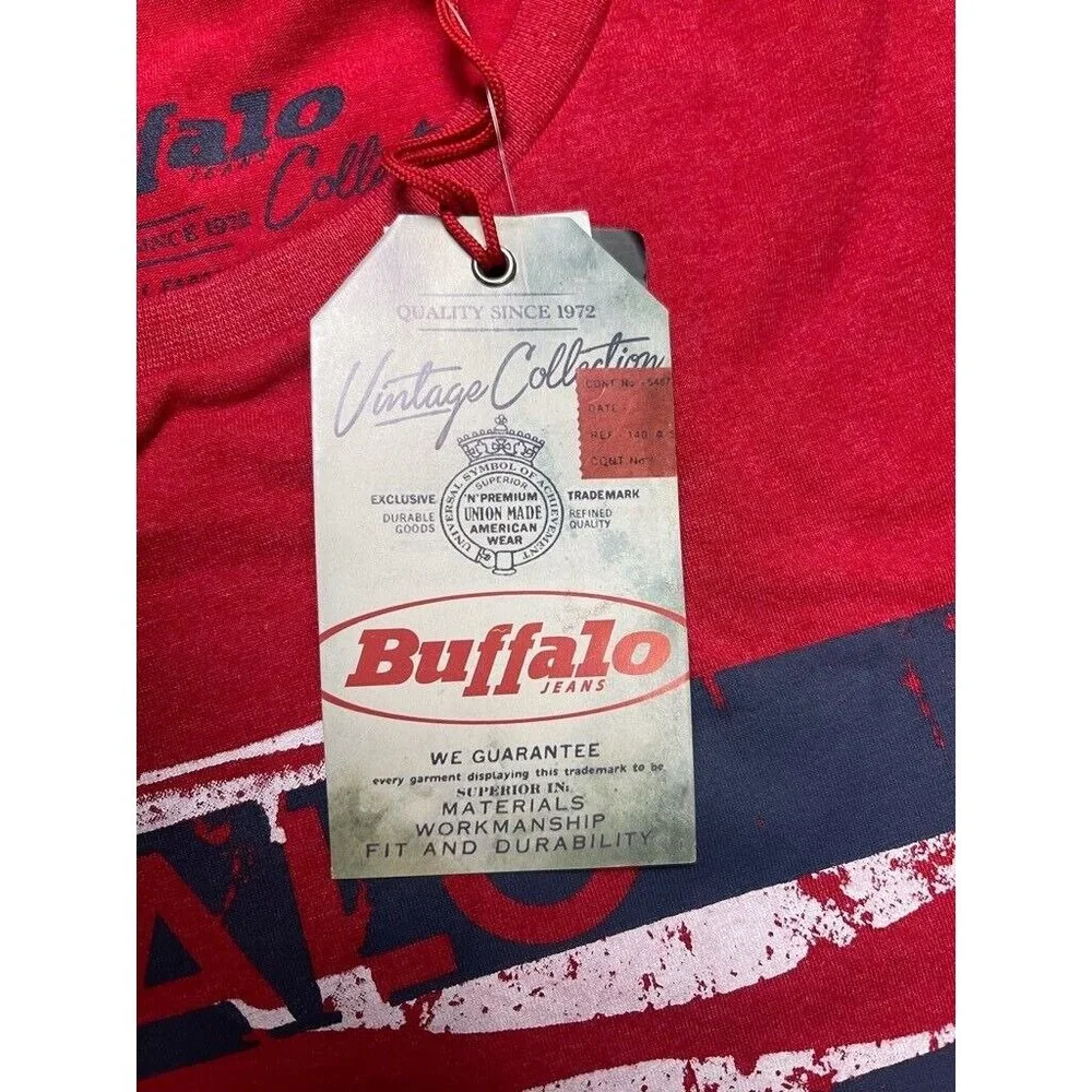Buffalo David Bitton‎ Vintage Collection Mens Graphic T-Shirt Red Stretch L New